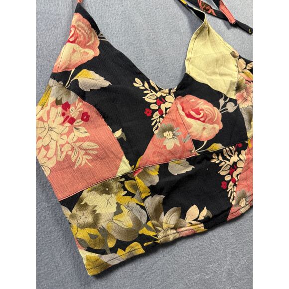 Free People Floral Halter Top Stretch Size Women's Medium Boho Festival - Picture 2 of 8